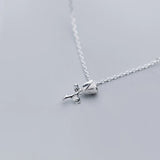 TrustDavis 925 Silver Sweet Rose Flower Necklace for Women