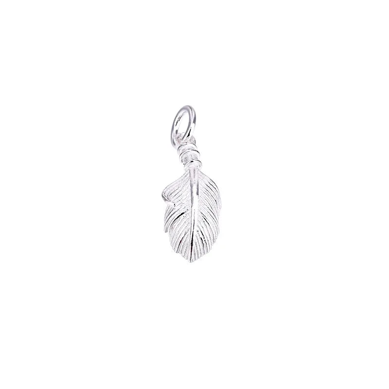 TrustDavis 925 Silver Feather Pendant DIY Necklace Bracelet