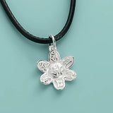 TrustDavis 925 Sterling Silver Flower Charm Pendant Necklace Bracelet