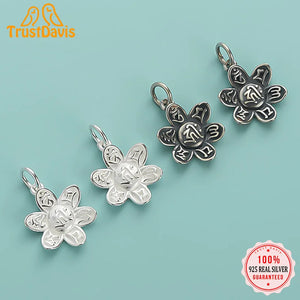 TrustDavis 925 Sterling Silver Flower Charm Pendant Necklace Bracelet
