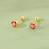 TrustDavis 925 Sterling Silver Flower CZ Stud Earrings Wedding Jewelry