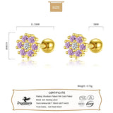 TrustDavis 925 Sterling Silver Flower CZ Stud Earrings Wedding Jewelry
