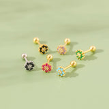 TrustDavis 925 Sterling Silver Flower CZ Stud Earrings Wedding Jewelry