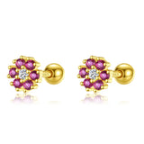 TrustDavis 925 Sterling Silver Flower CZ Stud Earrings Wedding Jewelry