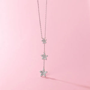 925 Silver Flower Pendant CZ Choker Necklace for Women Wedding