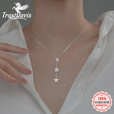 925 Silver Flower Pendant CZ Choker Necklace for Women Wedding