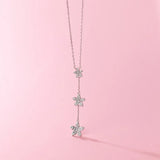 925 Silver Flower Pendant CZ Choker Necklace for Women Wedding