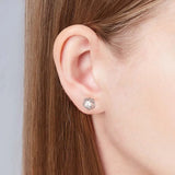 TrustDavis 925 Silver Pearl Flower Stud Earrings for Teen Girls DF309