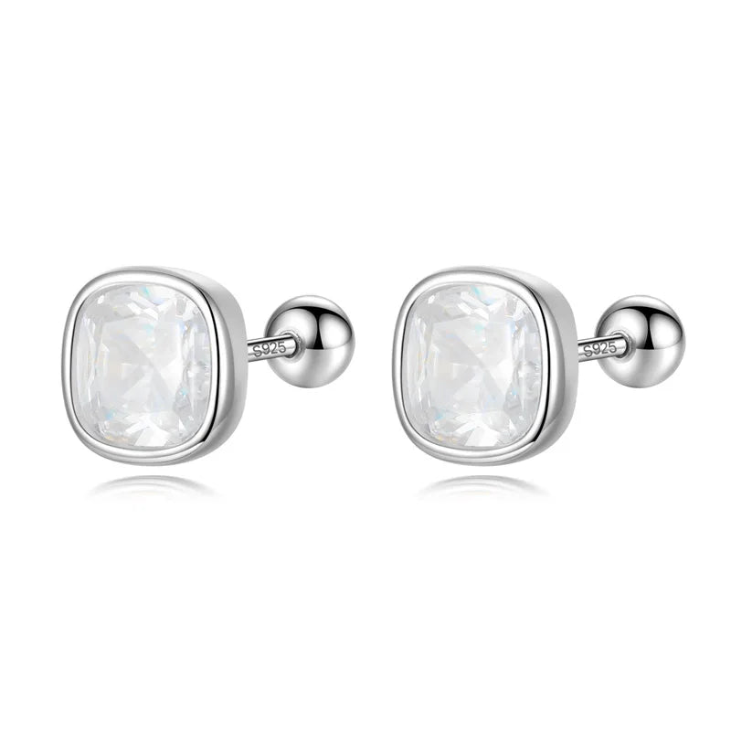 TrustDavis 925 Silver CZ Stud Earrings for Women Girls DS4052
