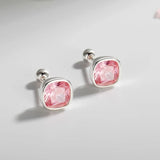 TrustDavis 925 Silver CZ Stud Earrings for Women Girls DS4052