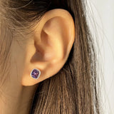 TrustDavis 925 Silver CZ Stud Earrings for Women Girls DS4052