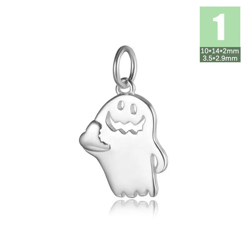 TrustDavis 925 Silver Sweet Ghost Pendant Fine Zircon Jewelry