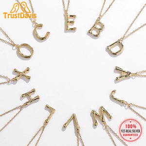 Davis 925 Silver Sweet 26 Letter Pendant Necklace For Women