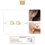 TrustDavis 925 Sterling Silver Cross Pearl Clip Earrings
