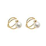 TrustDavis 925 Sterling Silver Cross Pearl Clip Earrings