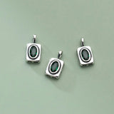 Davis 925 Silver Green CZ Rectangle Pendant DIY Necklace
