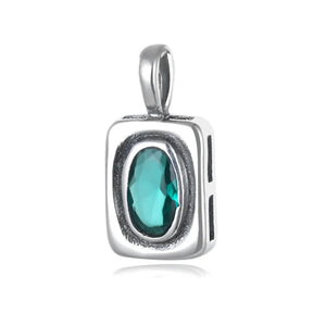 Davis 925 Silver Green CZ Rectangle Pendant DIY Necklace
