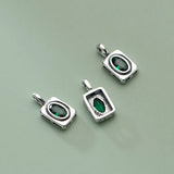 Davis 925 Silver Green CZ Rectangle Pendant DIY Necklace
