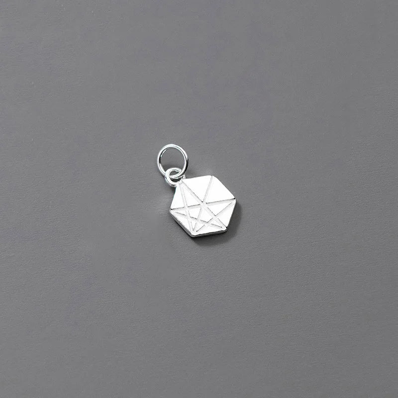 TrustDavis 925 Sterling Silver Hexagon Pendant DIY Necklace Bracelet Jewelry