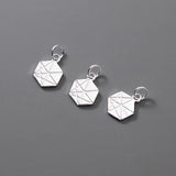 TrustDavis 925 Sterling Silver Hexagon Pendant DIY Necklace Bracelet Jewelry