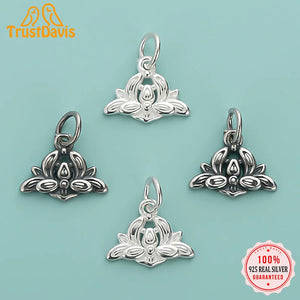 Davis 925 Sterling Silver Hibiscus Flower Pendant DIY Bracelet Necklace