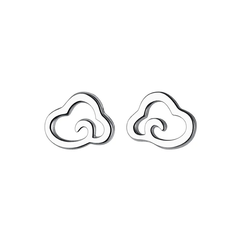 TrustDavis 925 Silver Clouds Stud Earrings For Girls