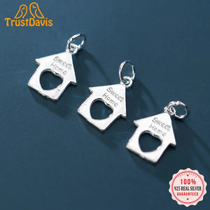 TrustDavis 925 Silver Sweet Home Charm Pendant DIY Necklace Bracelet HY526