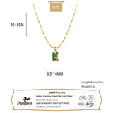 TrustDavis 925 Silver Green Zircon Necklace For Women Fine Jewelry Gift