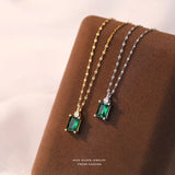 TrustDavis 925 Silver Green Zircon Necklace For Women Fine Jewelry Gift