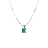 TrustDavis 925 Silver Green Zircon Necklace For Women Fine Jewelry Gift
