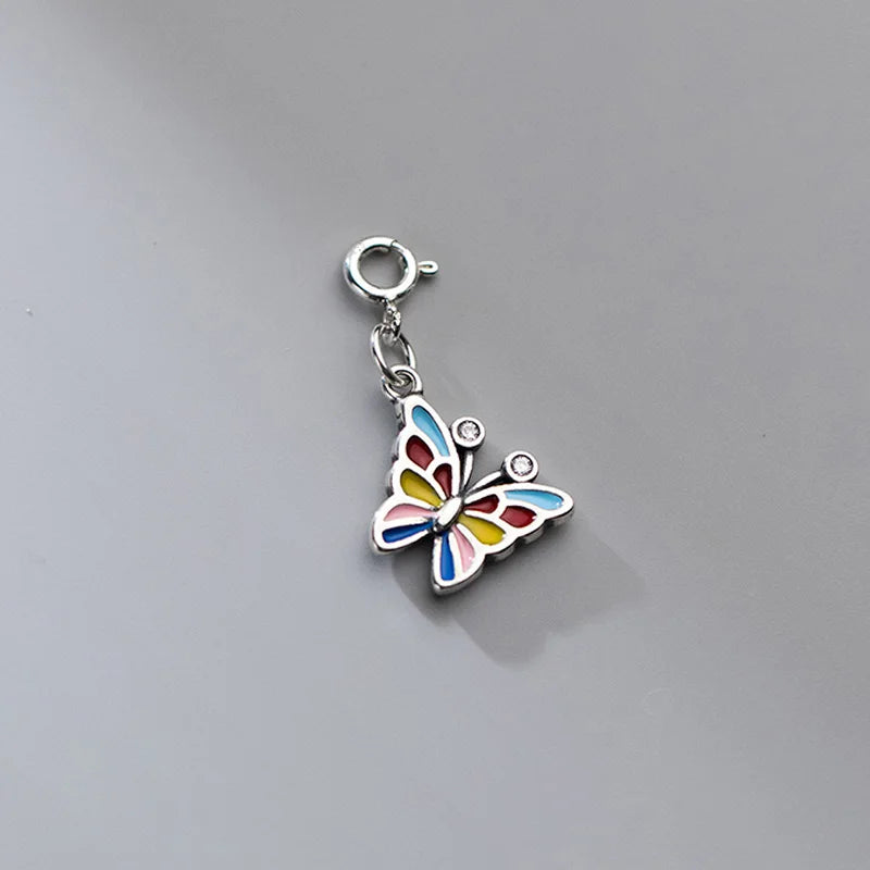 TrustDavis 925 Sterling Silver Butterfly CZ Pendant DIY Necklace Accessories