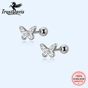 Davis 925 Sterling Silver Butterfly Stud Earrings For Women Children