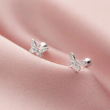 Davis 925 Sterling Silver Butterfly Stud Earrings For Women Children