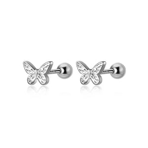 Davis 925 Sterling Silver Butterfly Stud Earrings For Women Children