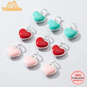 TrustDavis 925 Silver Sweet Love Heart Charm Pendant DIY DZ11