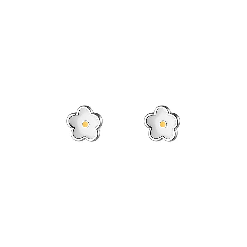 925 Sterling Silver Colour Glaze Flower Stud Earrings For Girls