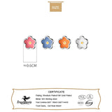 925 Sterling Silver Colour Glaze Flower Stud Earrings For Girls