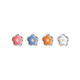 925 Sterling Silver Colour Glaze Flower Stud Earrings For Girls