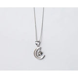TrustDavis 925 Silver Moon CZ Star Pendant Necklace Fine Jewelry HY833