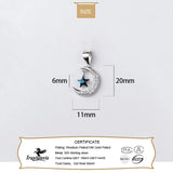 TrustDavis 925 Silver Moon CZ Star Pendant Necklace Fine Jewelry HY833