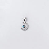 TrustDavis 925 Silver Moon CZ Star Pendant Necklace Fine Jewelry HY833