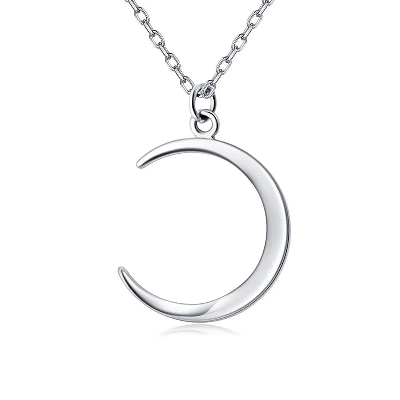Davis 925 Sterling Silver Moon Charm Pendant Short Necklace For Women