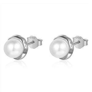 TrustDavis 925 Sterling Silver Sweet Freshwater Pearl Stud Earrings For Daughter