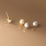 TrustDavis 925 Sterling Silver Sweet Freshwater Pearl Stud Earrings For Daughter