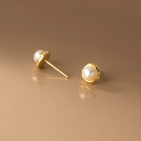 TrustDavis 925 Sterling Silver Sweet Freshwater Pearl Stud Earrings For Daughter