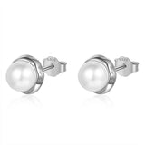 TrustDavis 925 Sterling Silver Sweet Freshwater Pearl Stud Earrings For Daughter