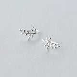 TrustDavis Silver Leaves Shape Hook Earrings For Women Office Lady DS347