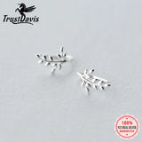 TrustDavis Silver Leaves Shape Hook Earrings For Women Office Lady DS347