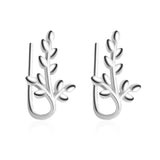 TrustDavis Silver Leaves Shape Hook Earrings For Women Office Lady DS347