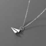 TrustDavis 925 Silver Sweet Paper Airplane Pendant DIY Necklace